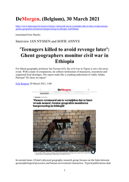 30 March 2021 'Teenagers Killed to Avoid Revenge