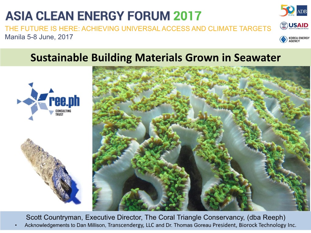 Sustainable Building Materials Grown in Seawater