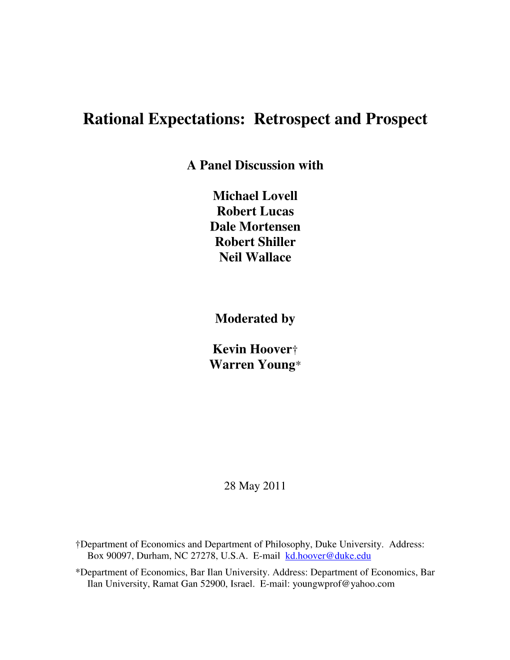 Rational Expectations: Retrospect and Prospect