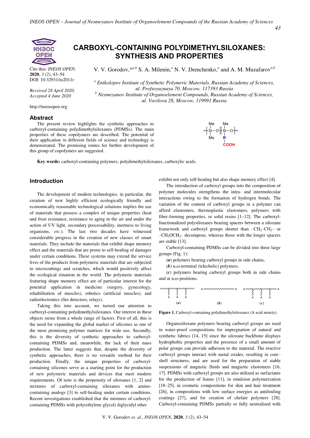 Carboxyl-Containing Polydimethylsiloxanes: Synthesis and Properties