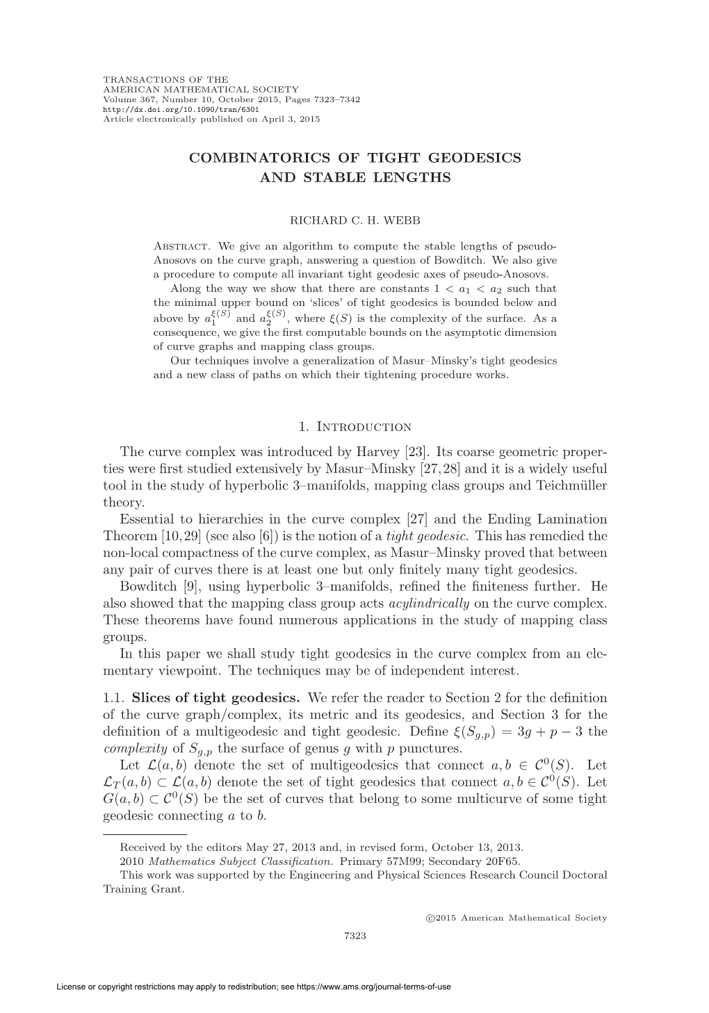 Combinatorics of Tight Geodesics and Stable Lengths