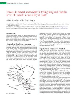 Threats to Habitat and Wildlife in Changthang and Rupshu Areas of Ladakh: a Case Study at Hanle