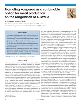 Promoting Kangaroo As a Sustainable Option for Meat Production on the Rangelands of Australia
