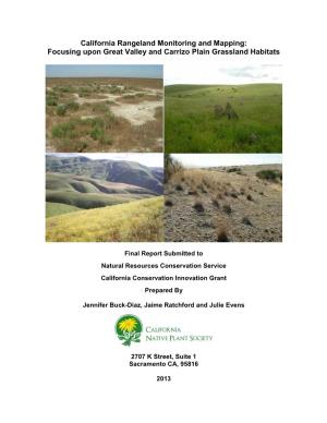 Focusing Upon Great Valley and Carrizo Plain Grassland Habitats