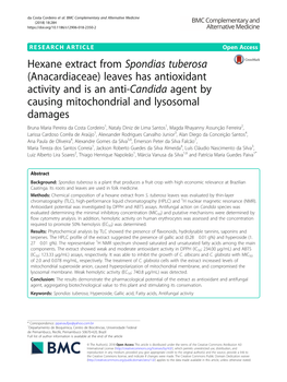 Hexane Extract from Spondias Tuberosa (Anacardiaceae)