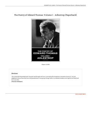 Download Book the Poetry of Edward Thomas: Volume I