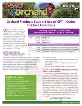 Orchard Products Support Use of CPT II Codes to Close Care Gaps