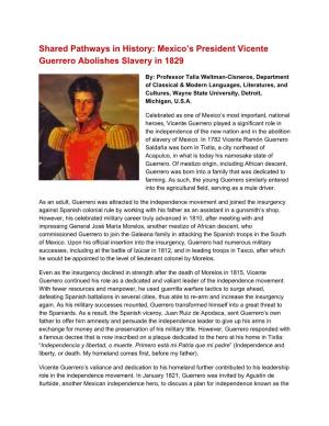 Shared Pathways in History: Mexico's President Vicente Guerrero