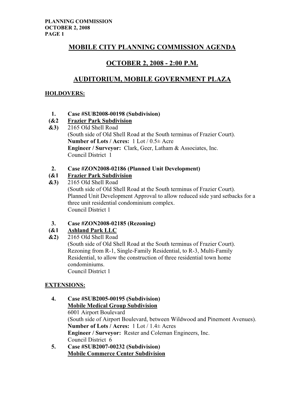 Mobile City Planning Commission Agenda