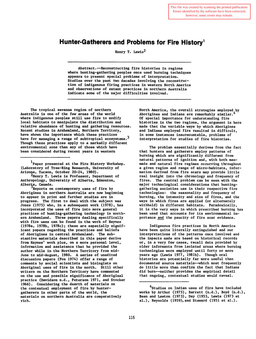 Proceedings of the Fire History Workshop; October 20-24, 1980