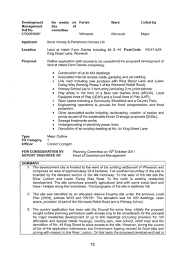 Development No Weeks on Parish Ward Listed by Management Day of Ref No Committee Fl200618687 Winnersh Winnersh Major