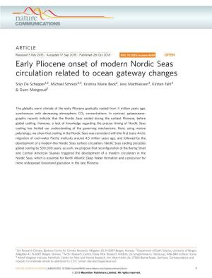 Early Pliocene Onset of Modern Nordic Seas Circulation Related to Ocean Gateway Changes