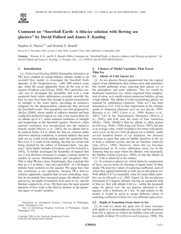Snowball Earth: a Thin-Ice Solution with Flowing Sea Glaciers’’ by David Pollard and James F