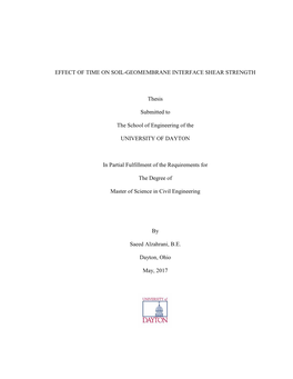 Effect of Time on Soil-Geomembrane Interface Shear Strength