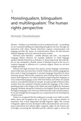 Monolingualism, Bilingualism and Multilingualism: the Human Rights Perspective