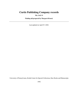 Curtis Publishing Company Records Ms
