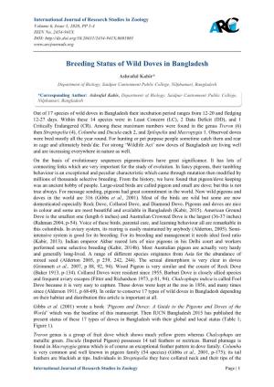 Breeding Status of Wild Doves in Bangladesh