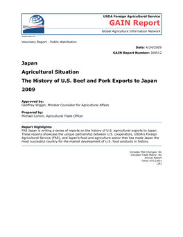The History of U.S. Beef and Pork Exports to Japan 2009
