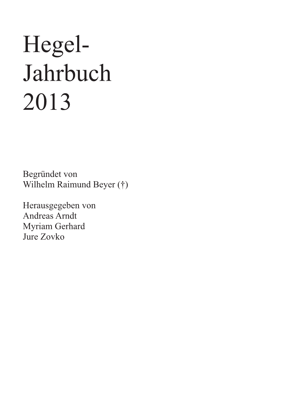 Hegel- Jahrbuch 2013