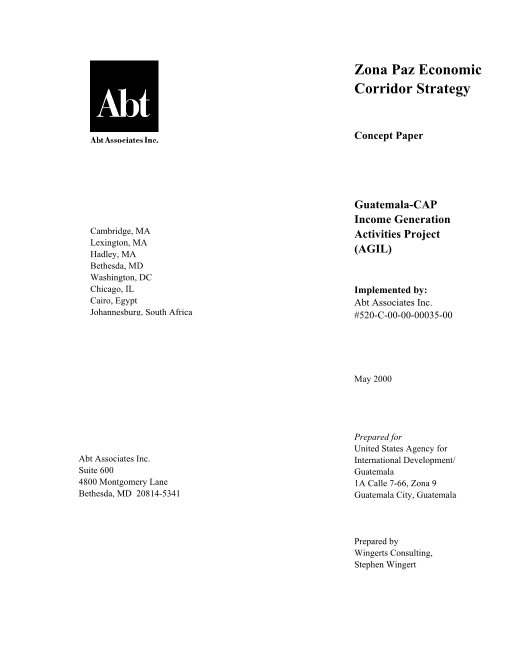 Zona Paz Economic Corridor Strategy