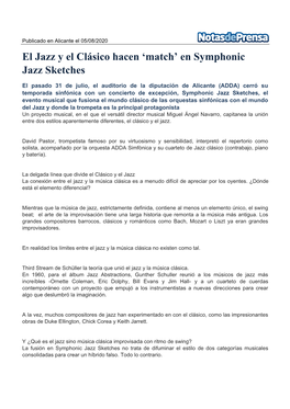Nota De Prensa El Jazz Y El Clásico Hacen 'Match