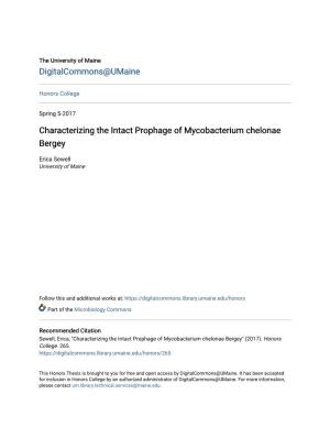 Characterizing the Intact Prophage of Mycobacterium Chelonae Bergey