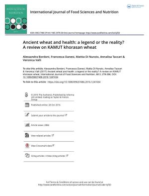 A Review on KAMUT Khorasan Wheat
