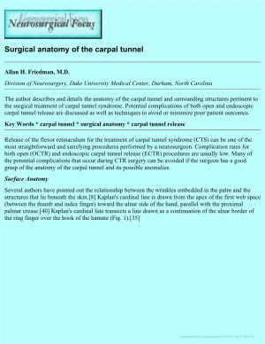 Surgical Anatomy of the Carpal Tunnel
