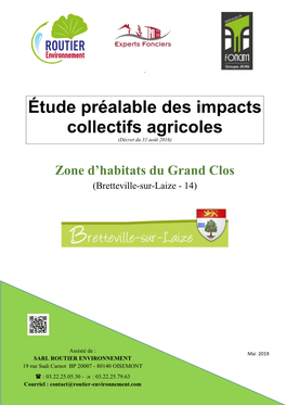 Étude Préalable Des Impacts Collectifs Agricoles (Décret Du 31 Août 2016)