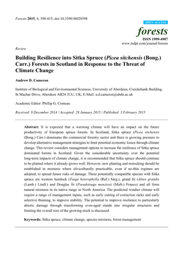 Building Resilience Into Sitka Spruce Forests in Scotland In