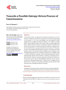 Towards a Possible Entropy-Driven Process of Consciousness