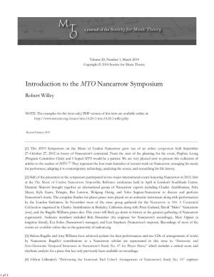 MTO 20.1: Willey, Nancarrow Introduction