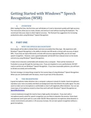 Getting Started with Windows Speech Recognition