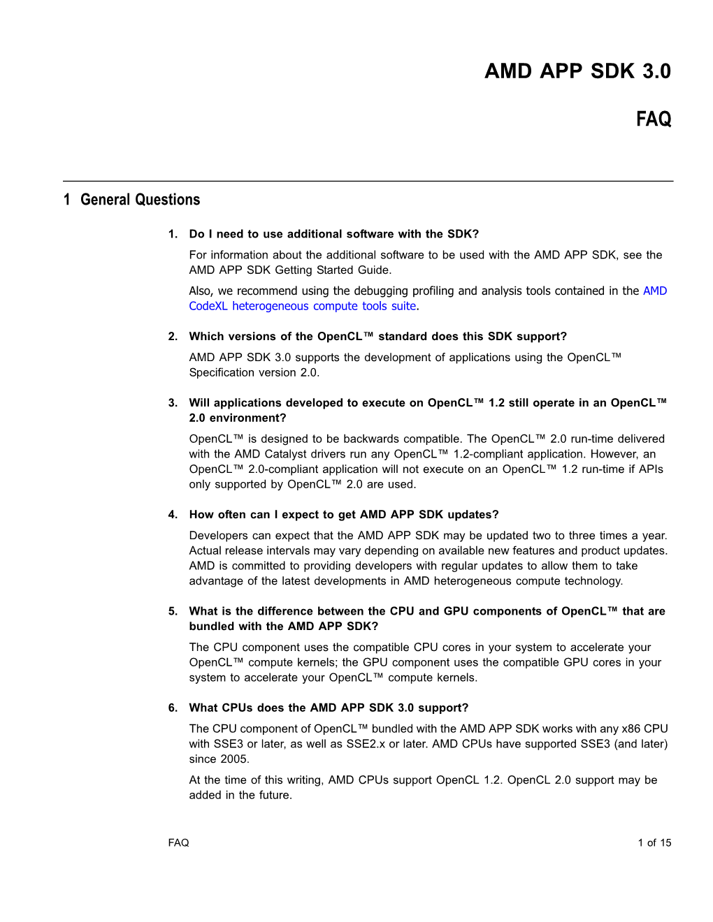 AMD Compute SDK 1.0 FAQ Document