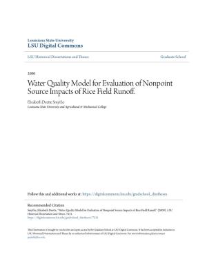 Water Quality Model for Evaluation of Nonpoint Source Impacts of Rice Field Runoff