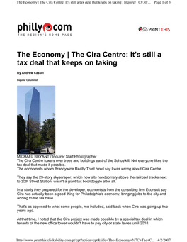 The Cira Centre: It's Still a Tax Deal That Keeps on Taking | Inquirer | 03/30