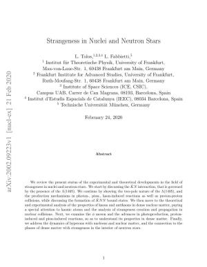 Strangeness in Nuclei and Neutron Stars Arxiv:2002.09223V1 [Nucl-Ex]