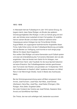 Chronik Des Fußballvereins Altenstadt 1913 E.V