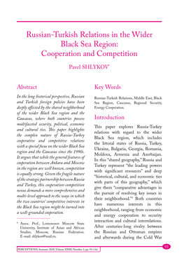 Russian-Turkish Relations in the Wider Black Sea Region: Cooperation and Competition