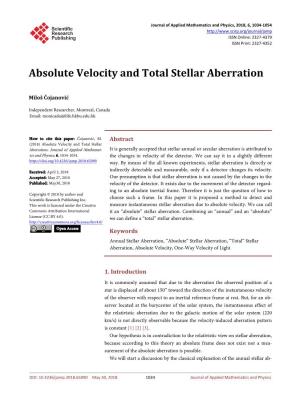 Absolute Velocity and Total Stellar Aberration