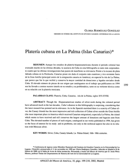 Platería Cubana En La Palma (Islas Canarias)*
