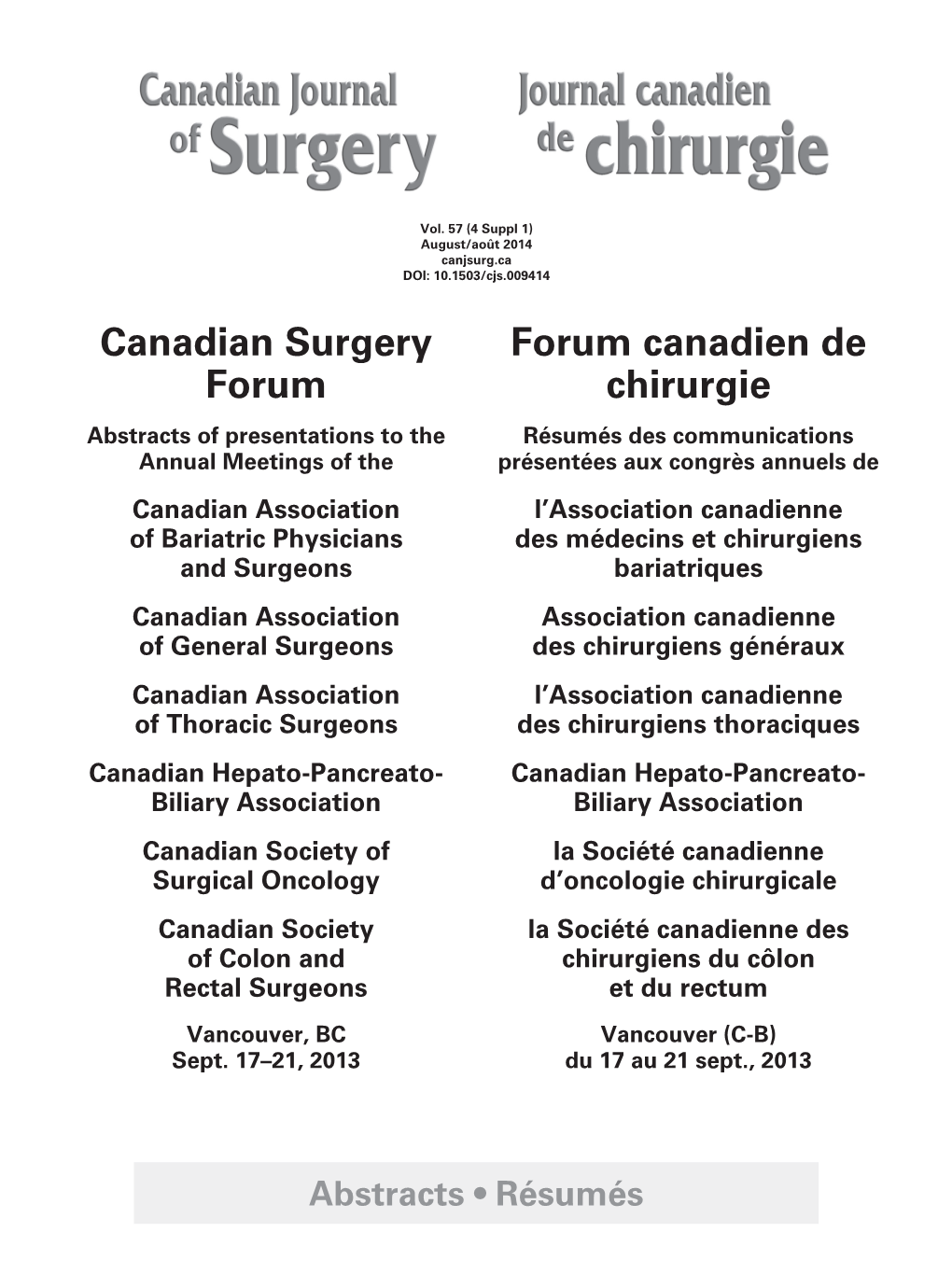 Canadian Surgery Forum 2014