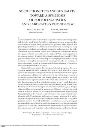 SOCIOPHONETICS and SEXUALITY: Toward a Symbiosis of Sociolinguistics and Laboratory Phonology