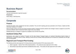 Business Report Recommendation: That the Chief Executive’S Report Be Received