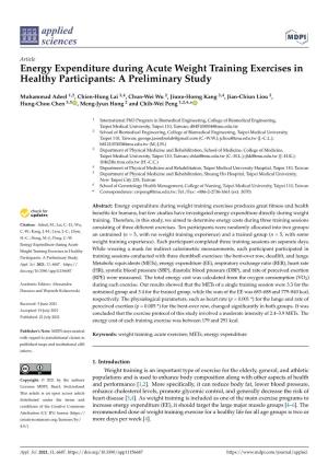 Energy Expenditure During Acute Weight Training Exercises in Healthy Participants: a Preliminary Study