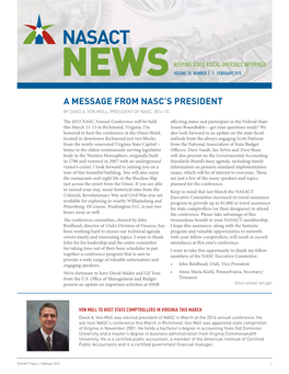 NASACT News | February 2015 1 NASC PRESIDENT’S MESSAGE Continued from Previous Page