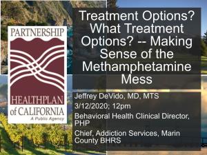 What Treatment Options? -- Making Sense of the Methamphetamine Mess