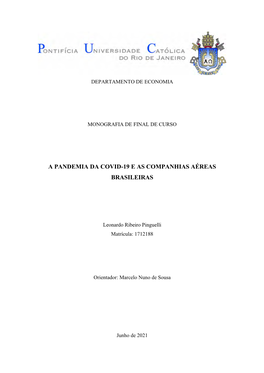 A Pandemia Da Covid-19 E As Companhias Aéreas Brasileiras