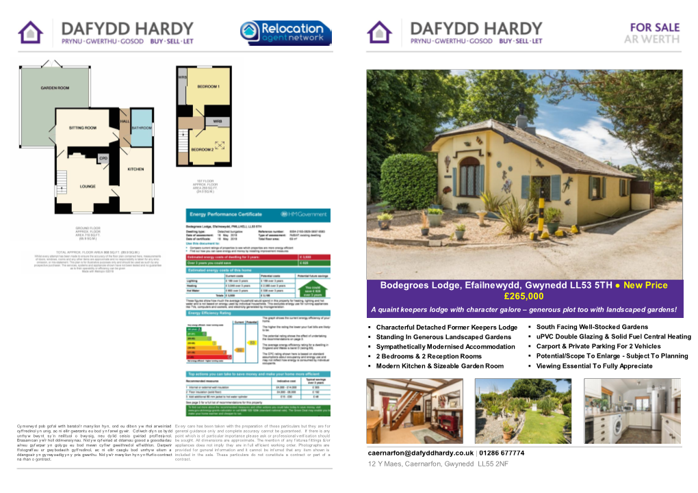 Bodegroes Lodge, Efailnewydd, Gwynedd LL53 5TH New Price