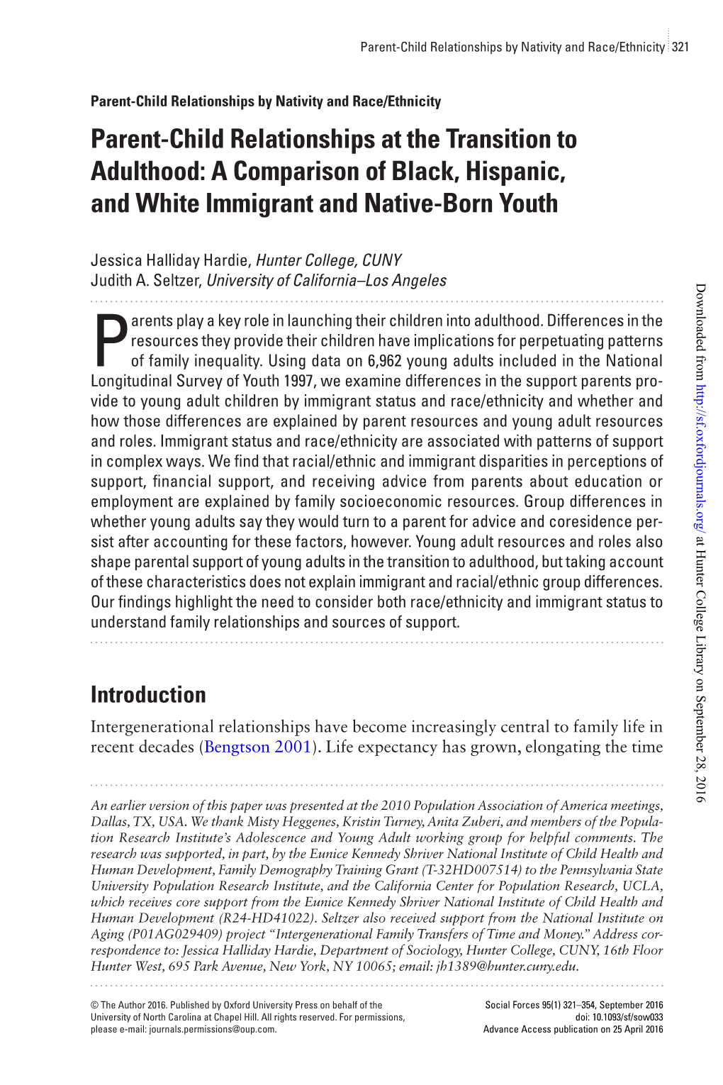 Parent-Child Relationships at the Transition to Adulthood: a Comparison of Black, Hispanic, and White Immigrant and Native-Born Youth